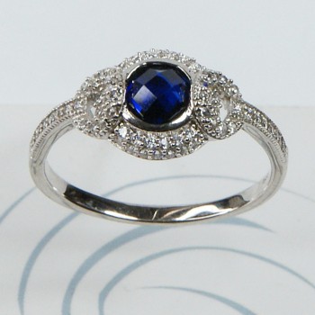Sterling Silver Blue Stone Cluster Ring